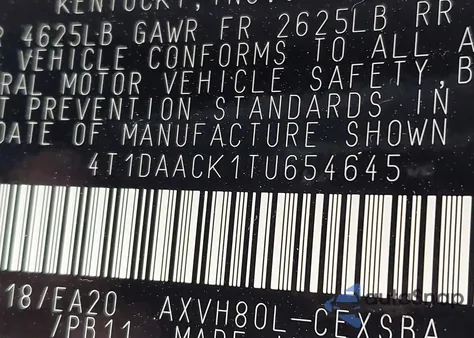 2026 Toyota Camry Se z USA, uszkodzony, nr VIN 4T1DAACK1TU654645